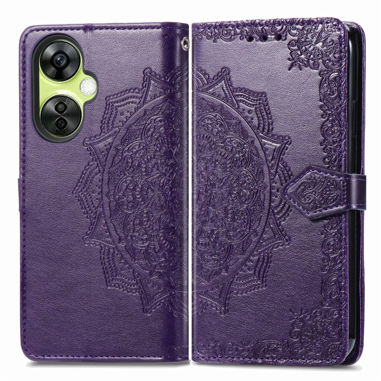 For OnePlus Nord CE 3 Lite Mandala Flower Embossed Leather Phone Case(Purple) - OnePlus Cases by buy2fix | Online Shopping UK | buy2fix