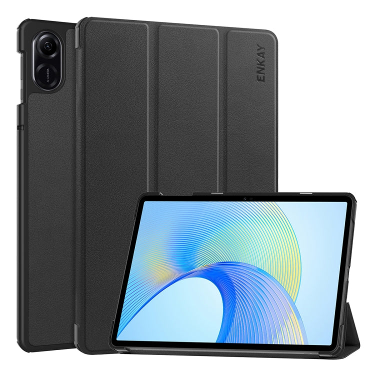 For Honor Pad Pad X8 Pro / X9 11.5 ENKAY Tri-fold Custer Texture Leather Smart Tablet Case(Black) - Honor Cases by ENKAY | Online Shopping UK | buy2fix