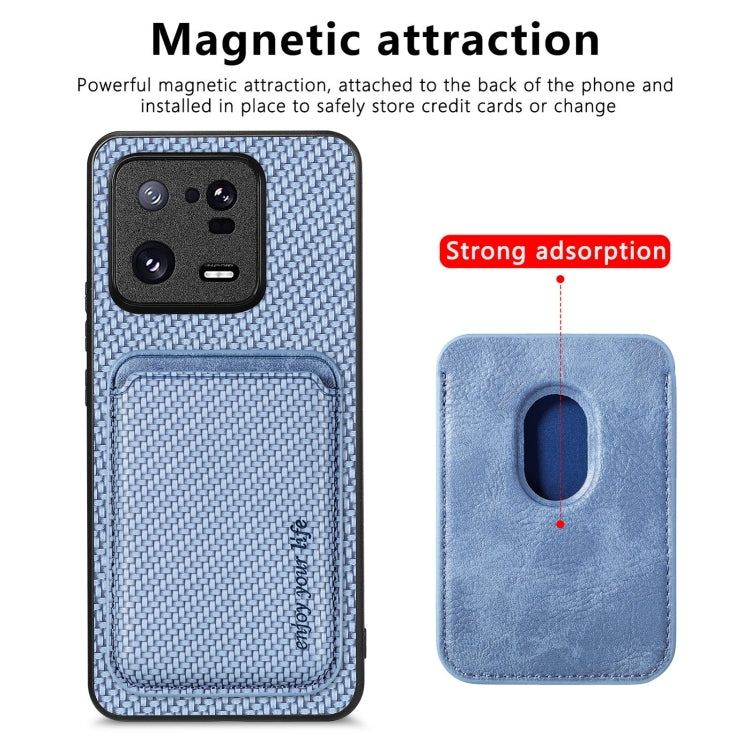 For Xiaomi 13 Pro Carbon Fiber Leather Card Magsafe Phone Case(Blue) - 13 Pro Cases by buy2fix | Online Shopping UK | buy2fix