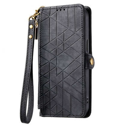 For Google Pixel 8 Pro Geometric Zipper Wallet Side Buckle Leather Phone Case(Black) - Google Cases by buy2fix | Online Shopping UK | buy2fix