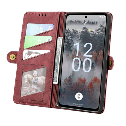 For Nokia X30 5G Geometric Zipper Wallet Side Buckle Leather Phone Case(Red) - Nokia Cases by buy2fix | Online Shopping UK | buy2fix