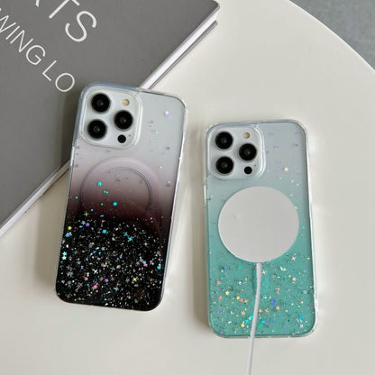 For iPhone 13 MagSafe Glitter Hybrid Clear TPU Phone Case(Green) - iPhone 13 Cases by buy2fix | Online Shopping UK | buy2fix