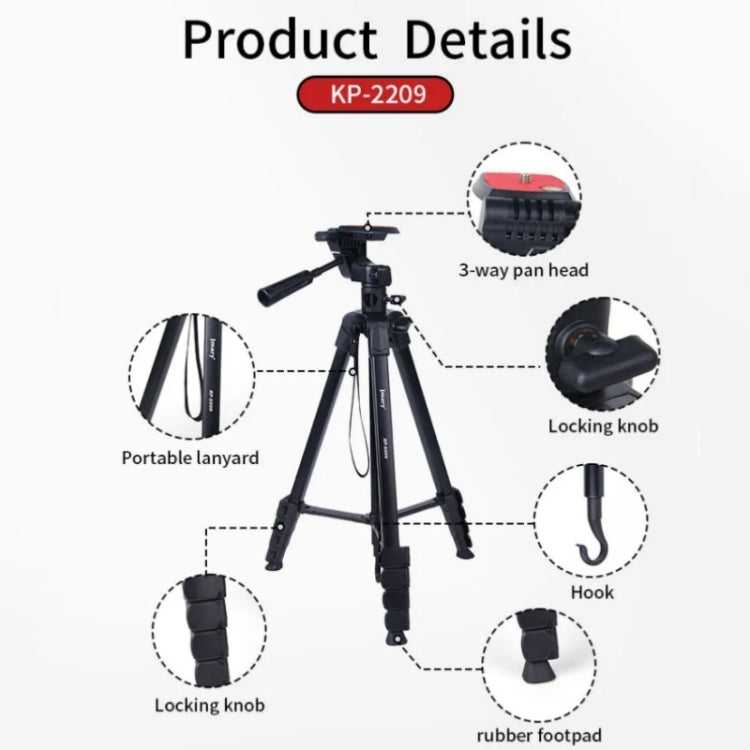 JMARY KP2209 Horizontal Extension Rod Cell Phone Camera Folding Tripod Stand - Tripods by Jmary | Online Shopping UK | buy2fix