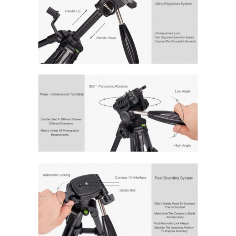 JMARY KP-2203 Portable Aluminum Alloy Telescopic SLR Camera Phone Photography Tripod(Black) - Tripods by Jmary | Online Shopping UK | buy2fix