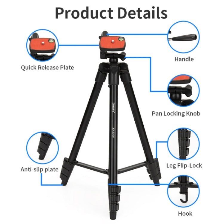 JMARY KP2205 Travel Tripod Mobile Phone Holder Telescopic Camera Mount Tripod Stand - Tripods by Jmary | Online Shopping UK | buy2fix
