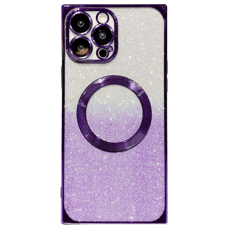 For iPhone 12 Pro Max Square Gradient Magsafe Electroplating TPU Phone Case(Purple) - iPhone 12 Pro Max Cases by buy2fix | Online Shopping UK | buy2fix