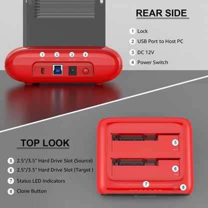 Wavlink ST341U Dual Bay External Hard Drive Docking Station Support Offline Clone Function(EU Plug) - HDD Enclosure by buy2fix | Online Shopping UK | buy2fix