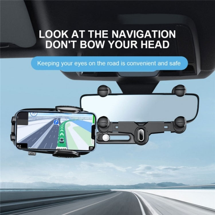 R009 Universal Vehicle Retractable Phone Clip Holder Car Rearview Mirror Cell Phone Mount(Green) - Car Holders by buy2fix | Online Shopping UK | buy2fix