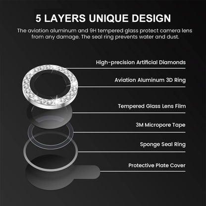 For iPhone 14 Pro / 14 Pro Max ENKAY AR Anti-reflection Individual Diamond Ring Camera Lens Glass Full Film(Silver) - iPhone 14 Pro Tempered Glass by ENKAY | Online Shopping UK | buy2fix