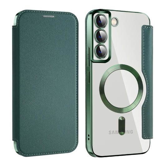 For Samsung Galaxy S22 5G MagSafe Magnetic RFID Anti-theft Leather Phone Case(Green) - Galaxy S22+ 5G Cases by buy2fix | Online Shopping UK | buy2fix