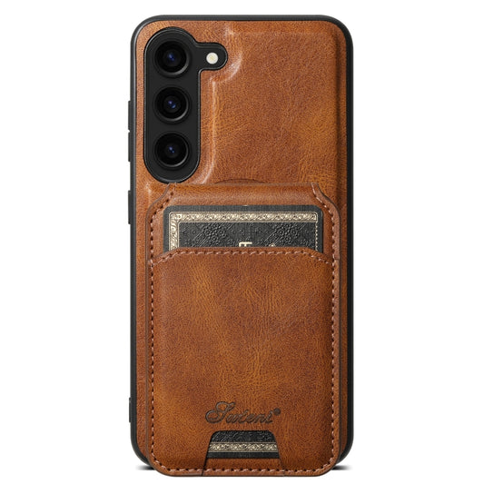 For Samsung Galaxy S24 5G Suteni H15 MagSafe Oil Eax Leather Detachable Wallet Back Phone Case(Brown) - Galaxy S24 5G Cases by Suteni | Online Shopping UK | buy2fix