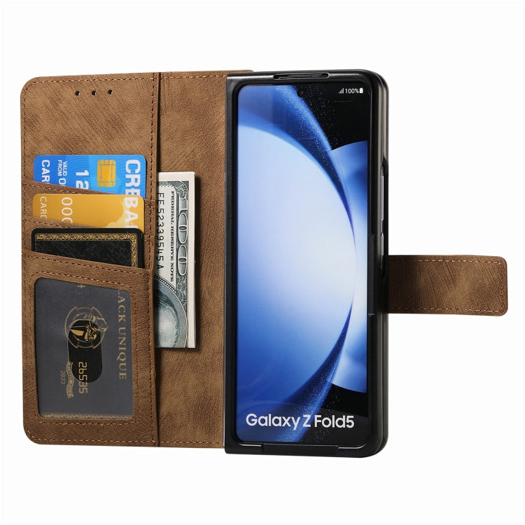 For Samsung Galaxy Z Fold5 5G Retro MagSafe Magnetic Zipper Wallet Leather Phone Case(Brown) - Galaxy Z Fold5 Cases by buy2fix | Online Shopping UK | buy2fix