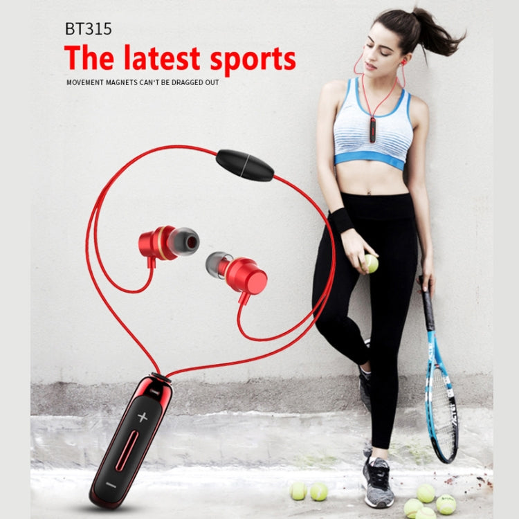 BT315 Sport Bluetooth Headset Wireless Stereo Earphone Bluetooth 4.1 Earpiece With Mic Sport Bass Magnetic Necklace Earpiece(Black) - Sport Earphone by buy2fix | Online Shopping UK | buy2fix