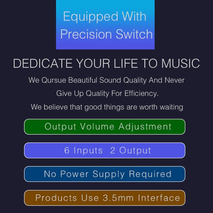 B027 6 input 2 output or 2 input 6 output audio signal source selection switcher 3.5mm interface - Consumer Electronics by buy2fix | Online Shopping UK | buy2fix