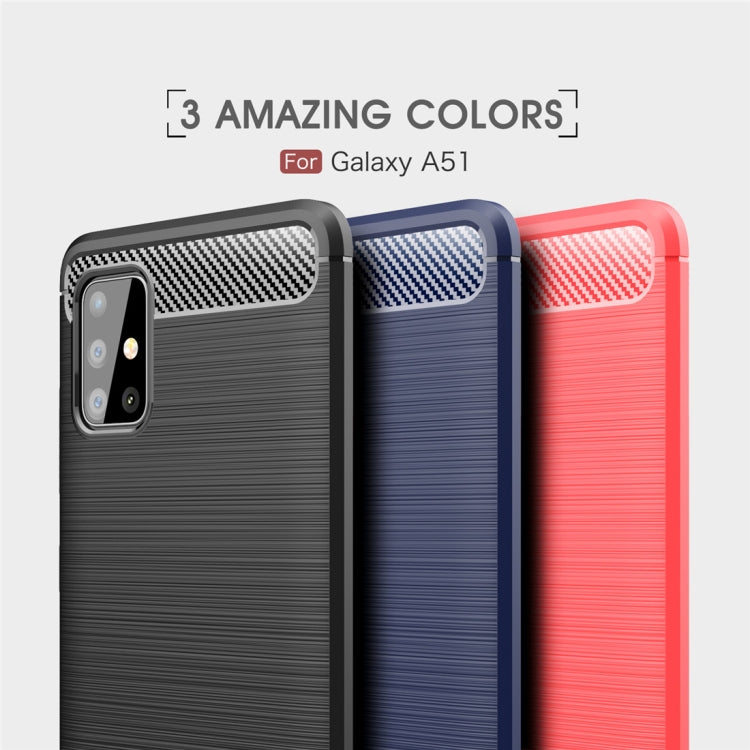 For Galaxy A51 Brushed Texture Carbon Fiber TPU Case(Black) - Galaxy Phone Cases by buy2fix | Online Shopping UK | buy2fix