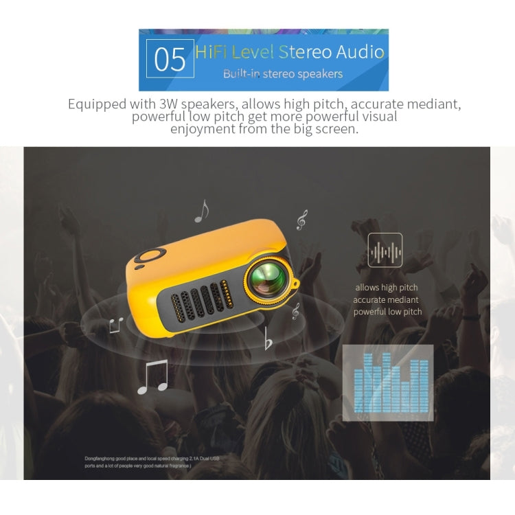 A2000 Portable Projector 800 Lumen LCD Home Theater Video Projector, Support 1080P, US Plug (Black) - Consumer Electronics by buy2fix | Online Shopping UK | buy2fix