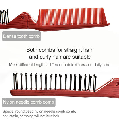 Portable Travel Folding Comb Anti-static Massage Comb(Rose Red) - Hair Trimmer by buy2fix | Online Shopping UK | buy2fix