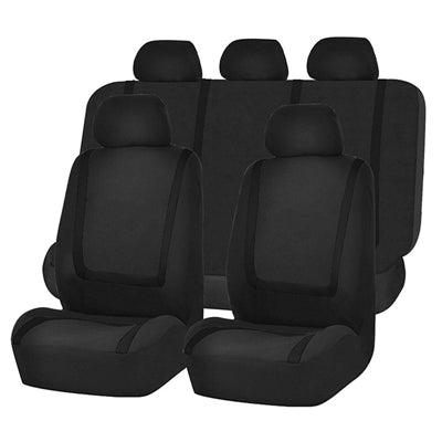 Universal Car Seat Cover Polyester Fabric Automobile Seat Covers Car Seat Cover Vehicle Seat Protector Interior Accessories 9pcs Set Black - Seat Accessories by buy2fix | Online Shopping UK | buy2fix