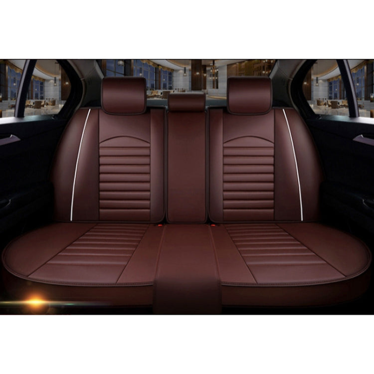 Universal PU Leather Car Seat Cover Coffee Deluxe - Seat Accessories by buy2fix | Online Shopping UK | buy2fix