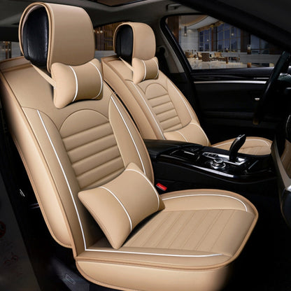 Universal PU Leather Car Seat Cover Beige Deluxe - Seat Accessories by buy2fix | Online Shopping UK | buy2fix