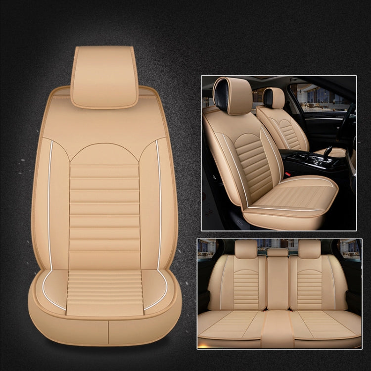 Universal PU Leather Car Seat Cover Beige - Seat Accessories by buy2fix | Online Shopping UK | buy2fix