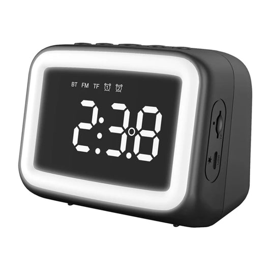 AEC BT-511 Mini LED HD Mirror Bluetooth Speaker, Support 32GB TF Card & 3.5mm AUX & Dual Alarm Clock & Real-time Temperature & Hands-free Calling(Black) - Mini Speaker by AEC | Online Shopping UK | buy2fix