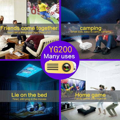 YG200 Portable LED Pocket Mini Projector AV SD HDMI Video Movie Game Home Theater Video Projector, US Plug(Yellow and White) - Consumer Electronics by buy2fix | Online Shopping UK | buy2fix