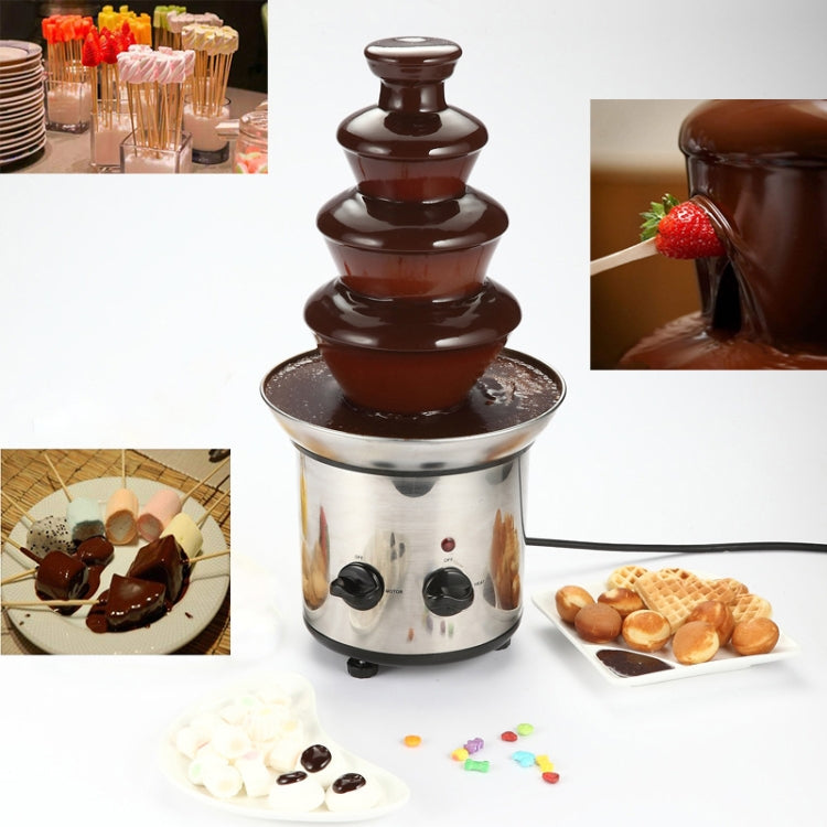 4 Layers Electrical Chocolate Fountain Chocolate Melt Fondue Waterfall Machine - Electric Skillets by buy2fix | Online Shopping UK | buy2fix