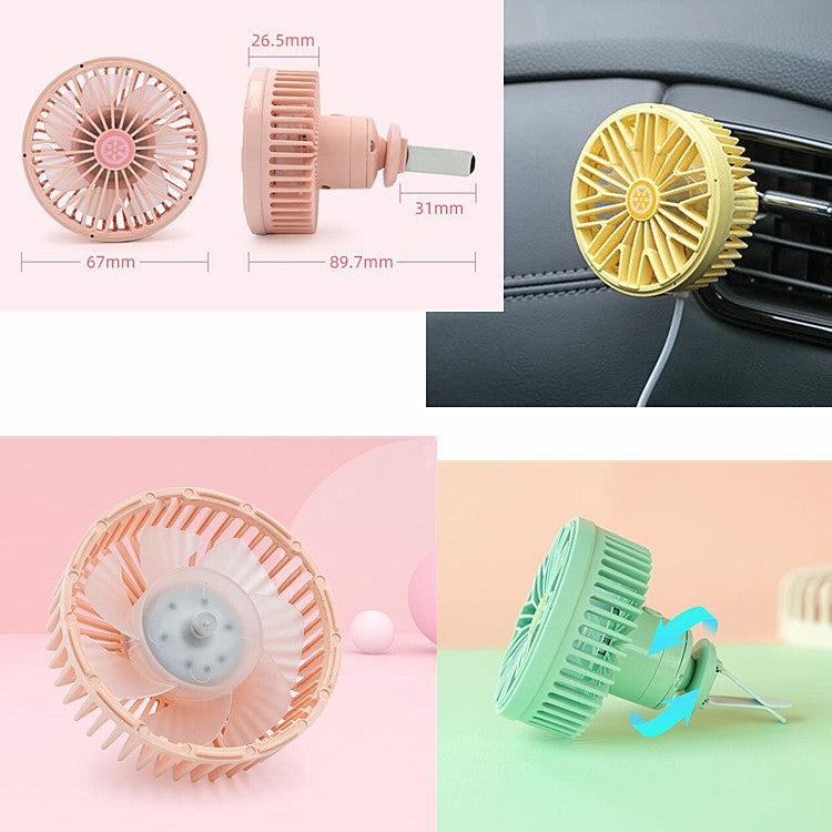 Car Vent Fan Multi-function USB Interface Mini LED Lamp Car Fan(Yellow) - Heating & Fans by buy2fix | Online Shopping UK | buy2fix