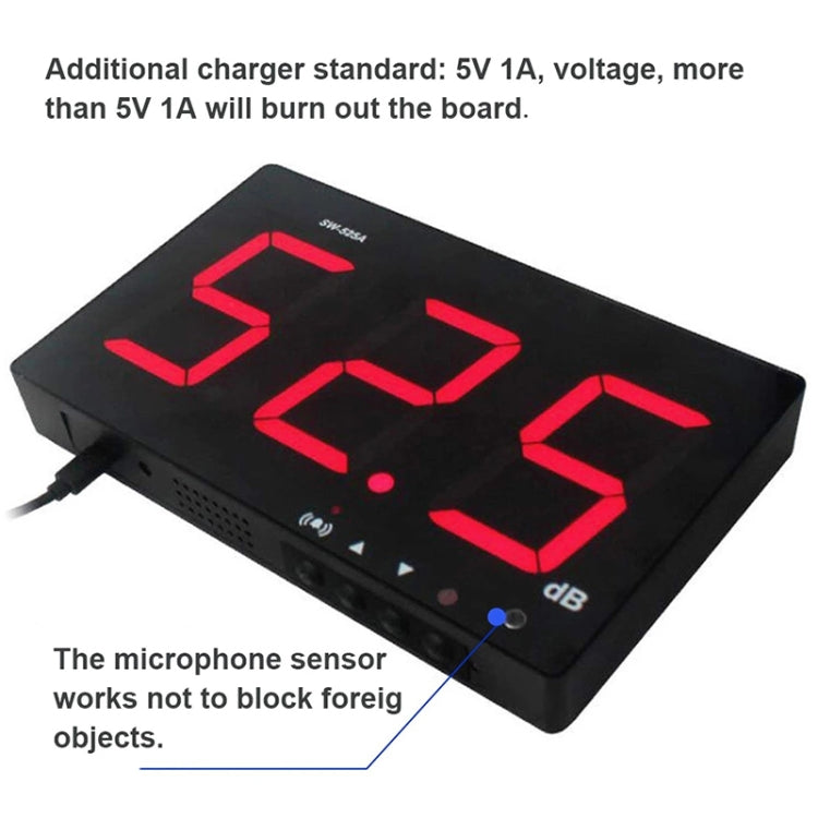 SNDWAY SW525A Wall-mounted 30-130dB Large Screen Digital Display Noise Decibel Monitoring Testers - Consumer Electronics by SNDWAY | Online Shopping UK | buy2fix