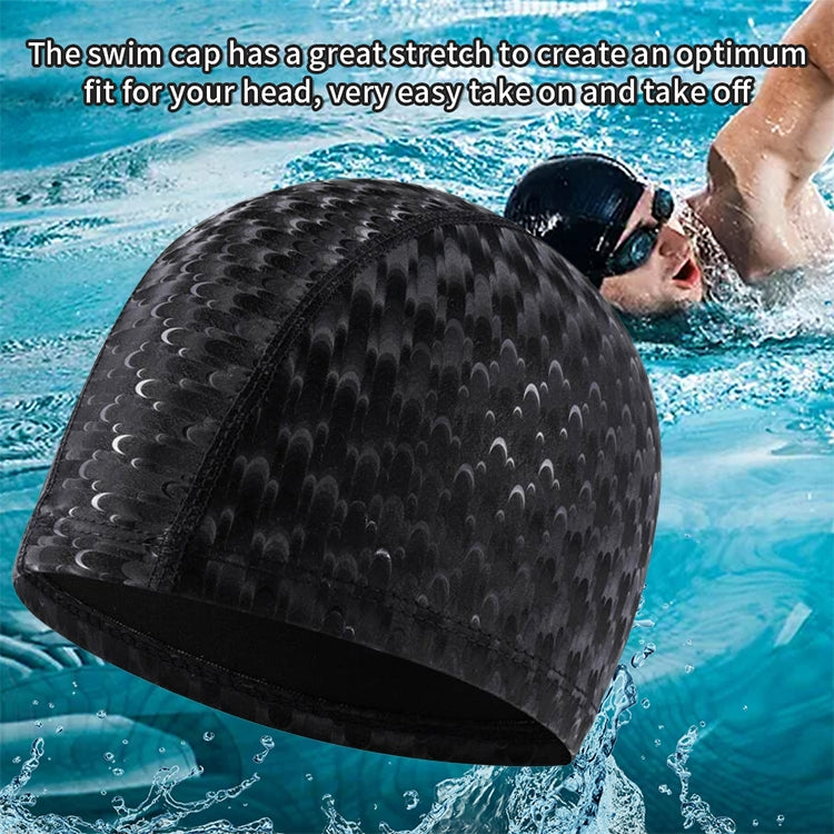 Adult Crescent PU Waterproof Comfortable Earmuff Swimming Cap(Black) - Swimming Caps by buy2fix | Online Shopping UK | buy2fix