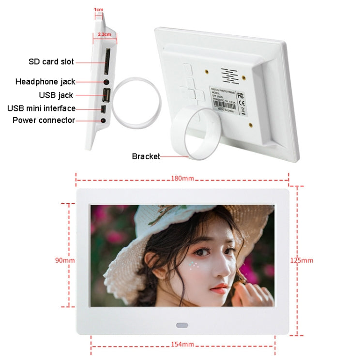 DPF-706 7 inch Digital Photo Frame LED Wall Mounted Advertising Machine, Plug:EU Plug(White) - Consumer Electronics by buy2fix | Online Shopping UK | buy2fix