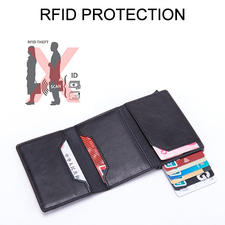 Magnetic RFID Bag Multifunctional Aluminum Automatic Pop-up Credit Card Package(Brown) - Antimagnetic RFID Package by buy2fix | Online Shopping UK | buy2fix