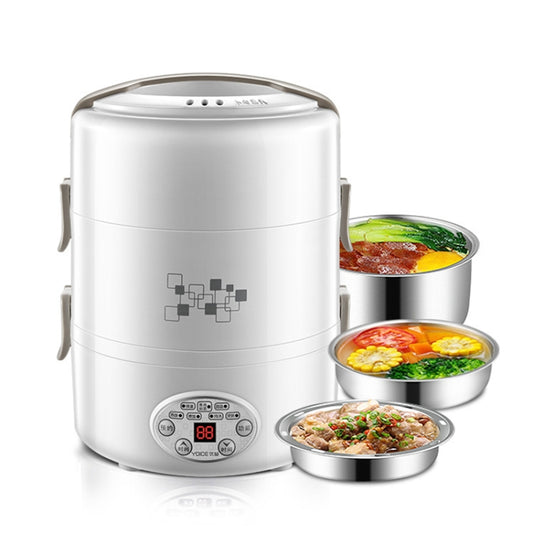 Yoice 220V Multi-function Electric Lunch Box Three-layer Stainless Steel Inner Rice Cooker, CN Plug(White) - Home & Garden by buy2fix | Online Shopping UK | buy2fix