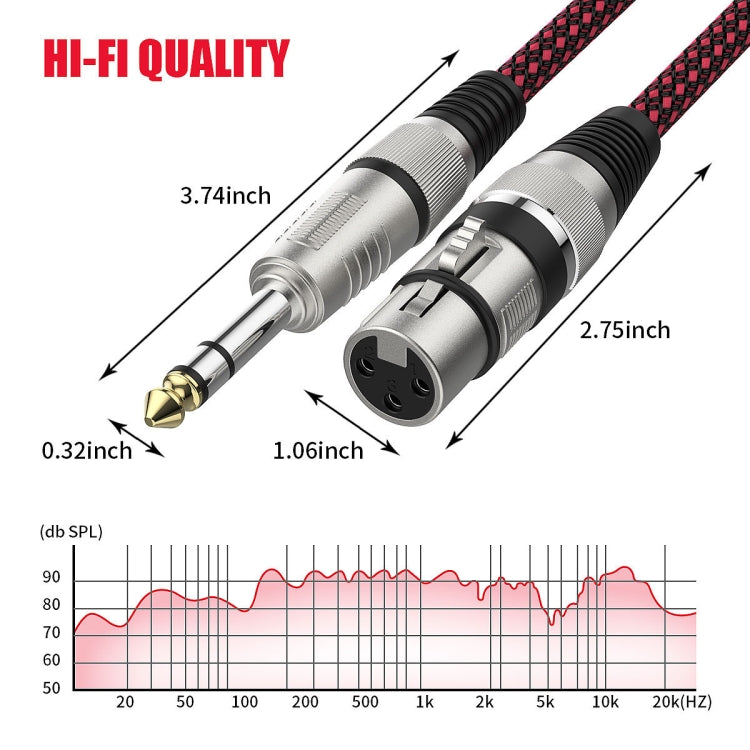 8m Red and Black Net TRS 6.35mm Male To Caron Female Microphone XLR Balance Cable -  by buy2fix | Online Shopping UK | buy2fix