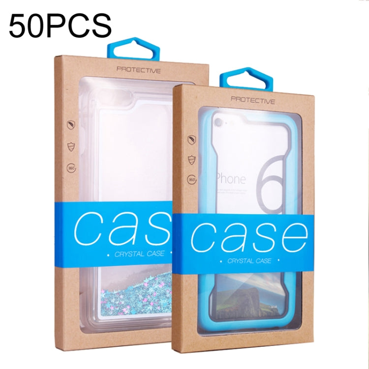 50 PCS Kraft Paper Phone Case Leather Case Packaging Box, Size: L 5.8-6.7 Inch(Blue) -  by buy2fix | Online Shopping UK | buy2fix