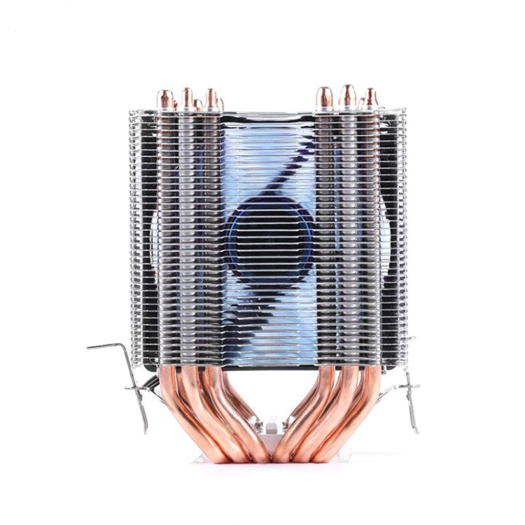 Desktop Computer 6 Copper Tube CPU Radiator Super Quiet Blue Light 3-pin Single Fan - Fan Cooling by buy2fix | Online Shopping UK | buy2fix