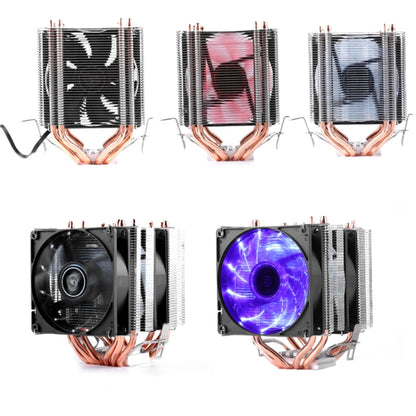 Desktop Computer 4 Copper Tube CPU Radiator Super Quiet Blue Light 3-pin Double Fan - Fan Cooling by buy2fix | Online Shopping UK | buy2fix