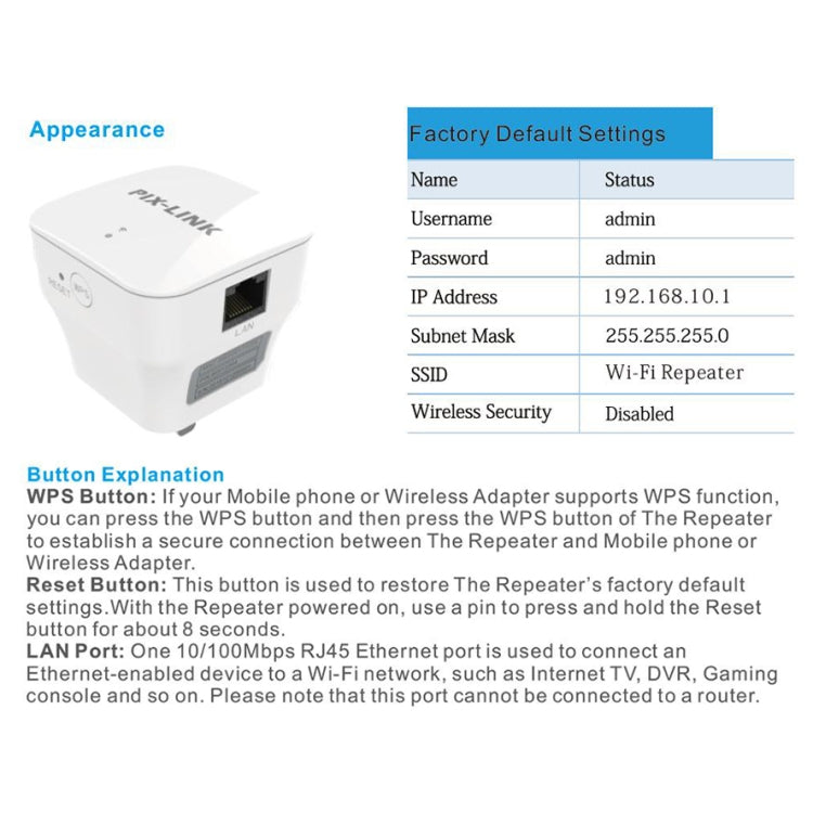 PIXLINK WR12 300Mbps WIFI Signal Amplification Enhanced Repeater, Plug Type:EU Plug - Computer & Networking by PIXLINK | Online Shopping UK | buy2fix
