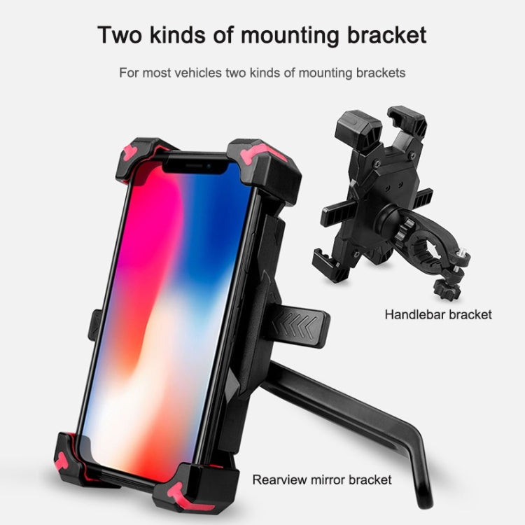 Electric Bicycle Mobile Phone Holder Can Be Rotated 360-degree Mobile Phone Holder Four-way Adjustment Bracket for Motorcycle, Style:Rearview Mirrors(Black) - Holders by buy2fix | Online Shopping UK | buy2fix