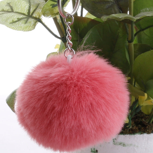 Simple Key Chain Fur Ball Pompon Keychain Pompom Artificial Rabbit Fur Animal Keychains for Woman Car Bag Key Rings - Key Rings by buy2fix | Online Shopping UK | buy2fix