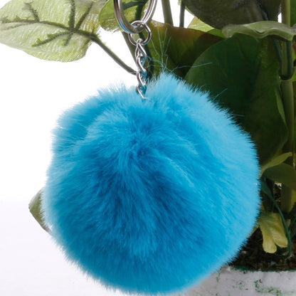 Simple Key Chain Fur Ball Pompon Keychain Pompom Artificial Rabbit Fur Animal Keychains for Woman Car Bag Key Rings(lake Blue) - Key Rings by buy2fix | Online Shopping UK | buy2fix