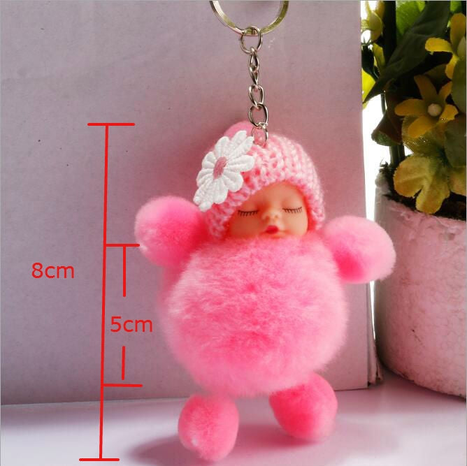 Sleeping Baby Doll Ball Key Chain Car Keyring Holder Bag Pendant Charm Keychain(Purple) - Key Rings by buy2fix | Online Shopping UK | buy2fix