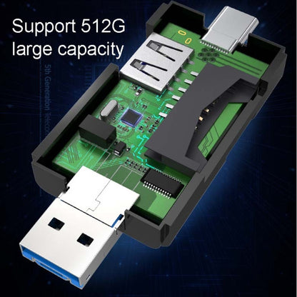 2 PCS Type-C & Micro USB & USB 2.0 3 in 1 Ports Multi-function Card Reader, Support U Disk / TF / SD(Black) - Computer & Networking by buy2fix | Online Shopping UK | buy2fix