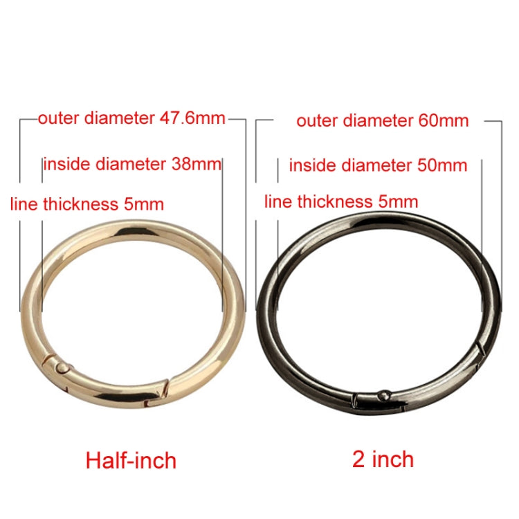 10pcs Zinc Alloy Spring Ring Metal Open Bag Webbing Keychain, Size:2 inch Light Gold - In Car by buy2fix | Online Shopping UK | buy2fix