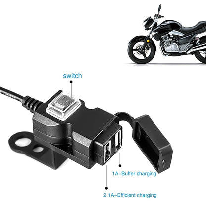 Dual USB Port 12V Waterproof Motorbike Motorcycle Handlebar Charger 5V 1A/2.1A Adapter Power Supply Socket for Phone Mobile - Electrical System by buy2fix | Online Shopping UK | buy2fix