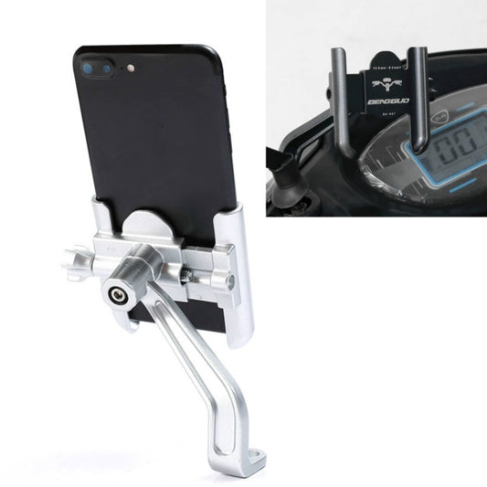 BENGGUO Bicycle Aluminum Alloy Mobile Phone Holder Electric Motorcycle Anti-Vibration Navigation Fixed Mobile Phone Holder Riding Equipment, Style:Rearview Mirror Installation(Silver) - Holders by BENGGUO | Online Shopping UK | buy2fix