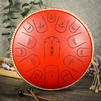 15-Tone Ethereal Drum 14-Inch Steel Tongue Drum Hollow Drum Sanskrit Drummer Disc(Red) - Percussion Instruments by buy2fix | Online Shopping UK | buy2fix