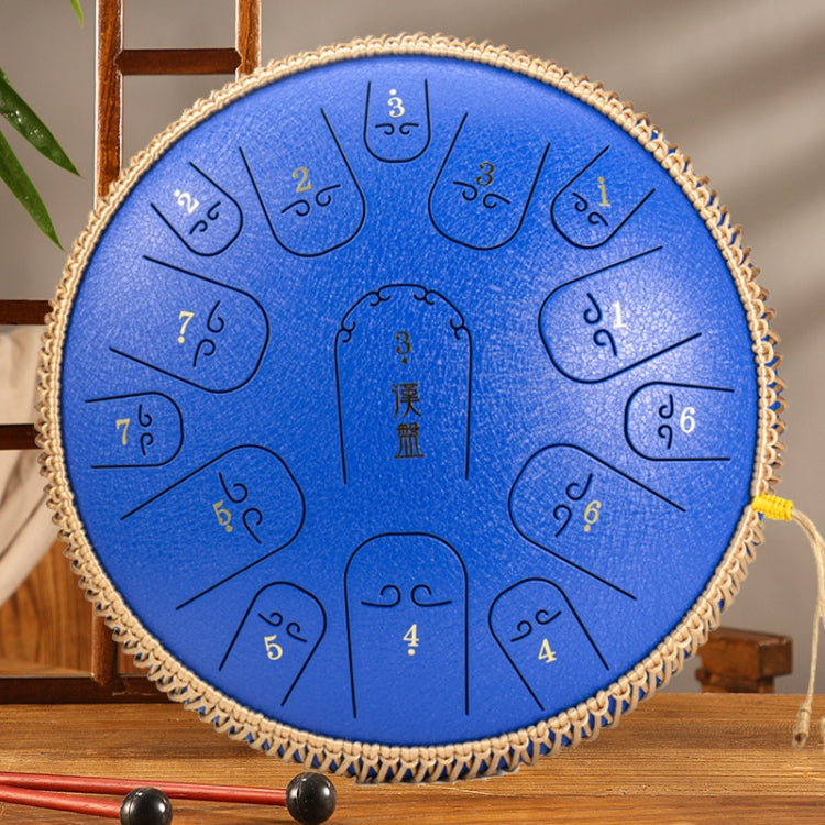 15-Tone Ethereal Drum 14-Inch Steel Tongue Drum Hollow Drum Sanskrit Drummer Disc(Blue) - Percussion Instruments by buy2fix | Online Shopping UK | buy2fix