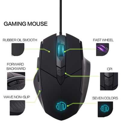 Inphic PW1 Game Mute Macro Definition Illuminated Wired Mouse, Cable Length: 1.5m(Black Business Version) - Computer & Networking by Inphic | Online Shopping UK | buy2fix